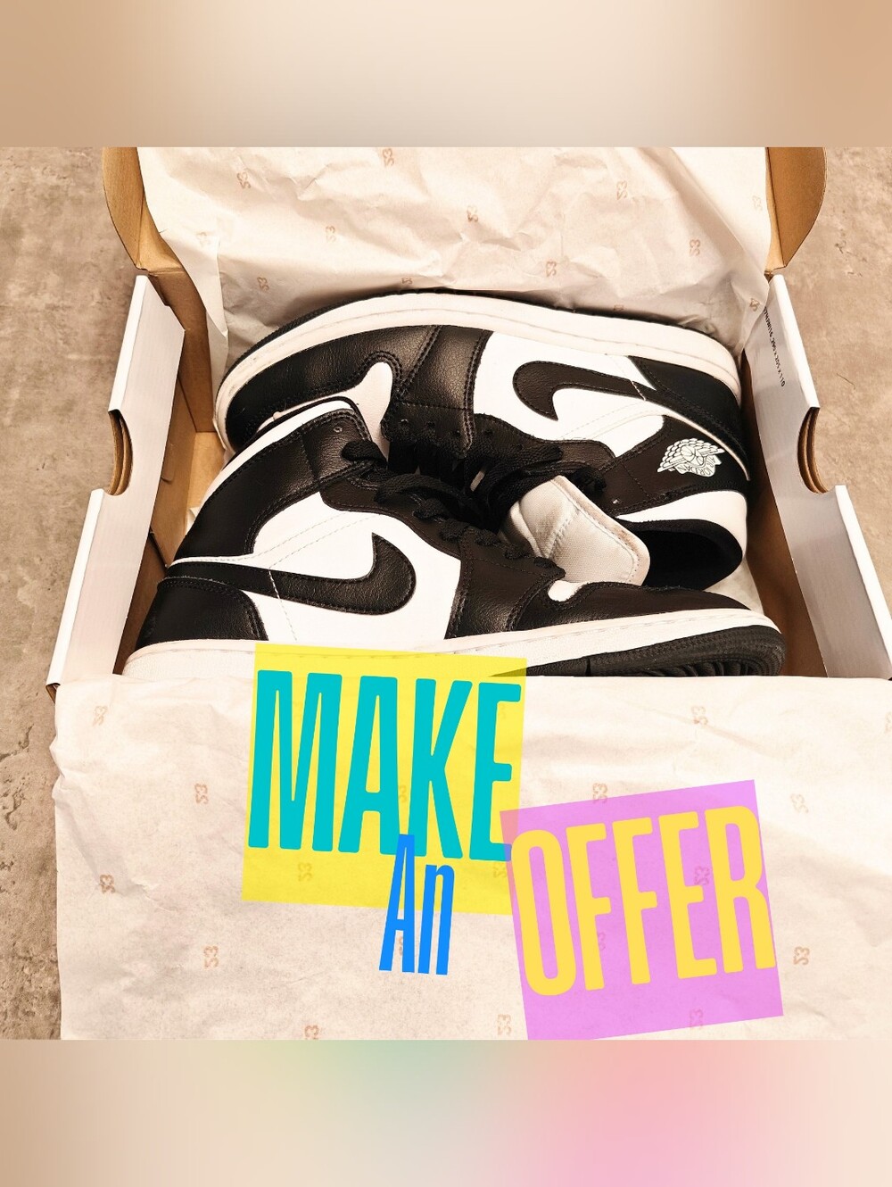 Nike Air Jordan 1 Mid Black White Panda Sneakers WMS 8